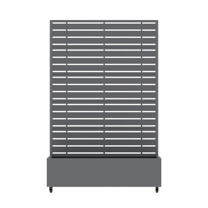 72" Gray Striped Metal Outdoor Privacy Screen HomeRoots