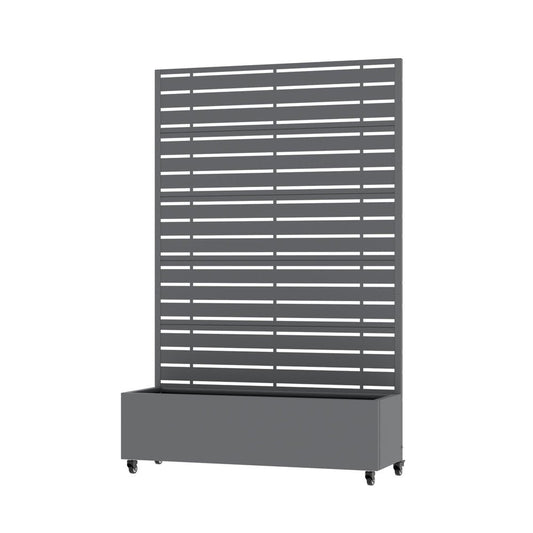 72" Gray Striped Metal Outdoor Privacy Screen