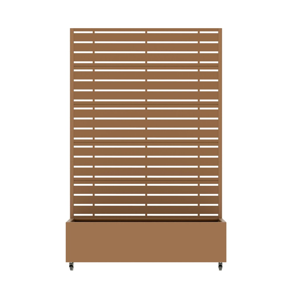 72" Brown Striped Metal Outdoor Privacy Screen