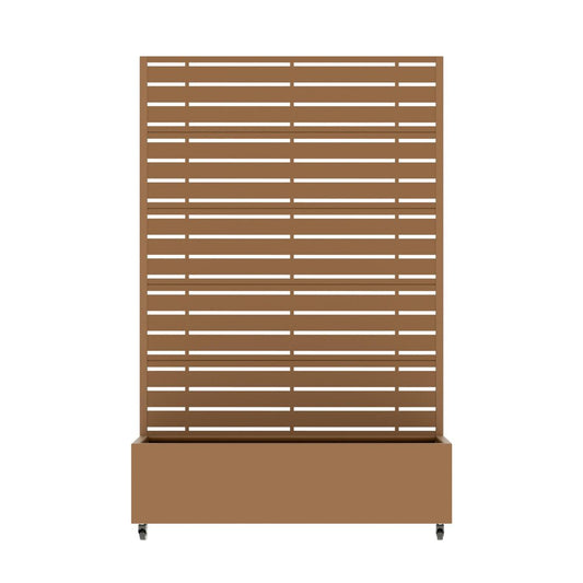 72" Brown Striped Metal Outdoor Privacy Screen