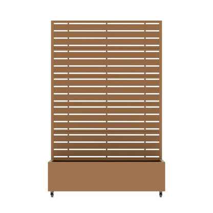 72" Brown Striped Metal Outdoor Privacy Screen HomeRoots