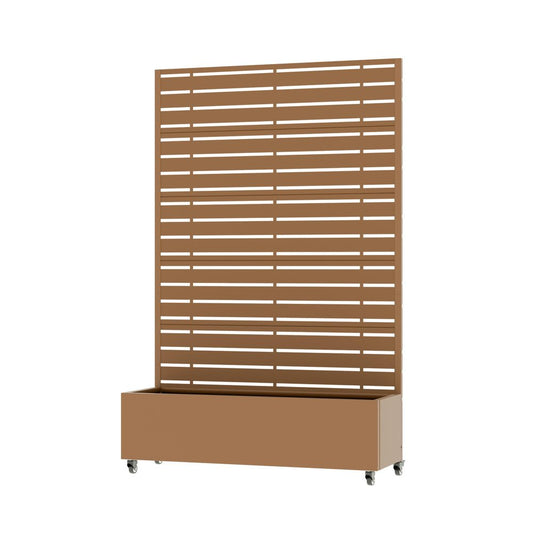 72" Brown Striped Metal Outdoor Privacy Screen
