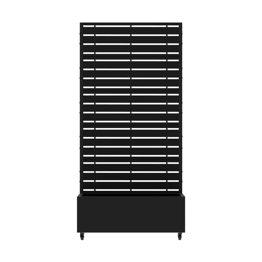 72" Black Striped Metal Outdoor Privacy Screen — view 1