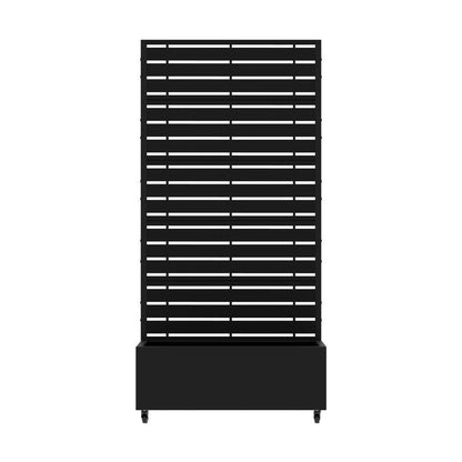 72" Black Striped Metal Outdoor Privacy Screen HomeRoots