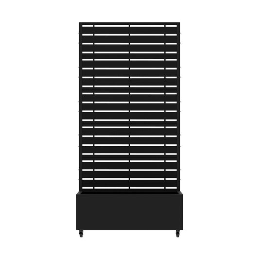72" Black Striped Metal Outdoor Privacy Screen