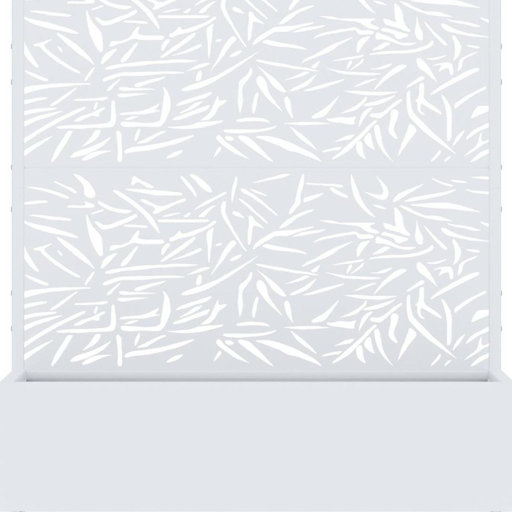 72" White Botanical Leaves Metal Outdoor Privacy Screen — view 3