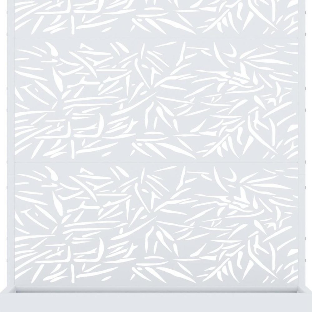 72" White Botanical Leaves Metal Outdoor Privacy Screen — view 4