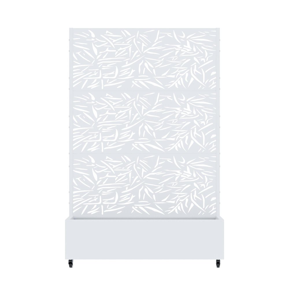 72" White Botanical Leaves Metal Outdoor Privacy Screen HomeRoots