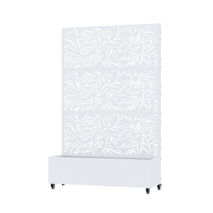 72" White Botanical Leaves Metal Outdoor Privacy Screen HomeRoots