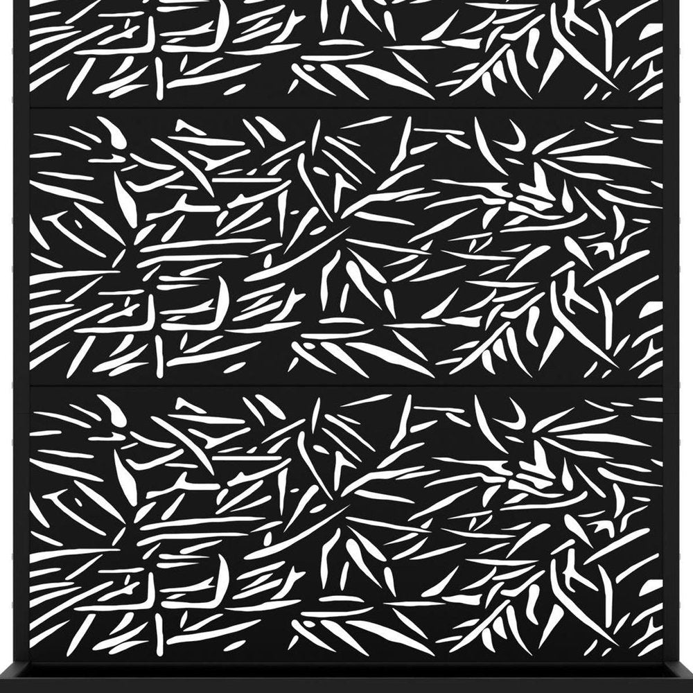 72" Black Botanical Leaves Metal Outdoor Privacy Screen HomeRoots