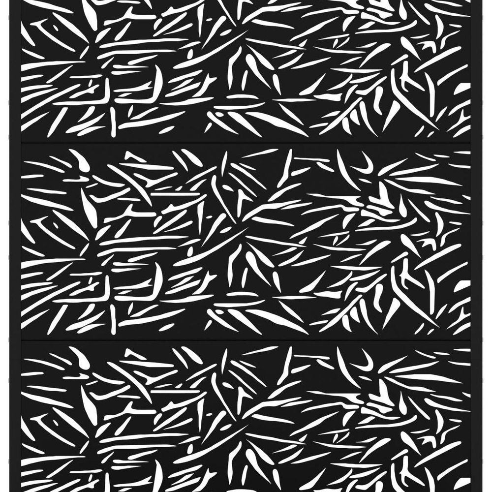 72" Black Botanical Leaves Metal Outdoor Privacy Screen HomeRoots