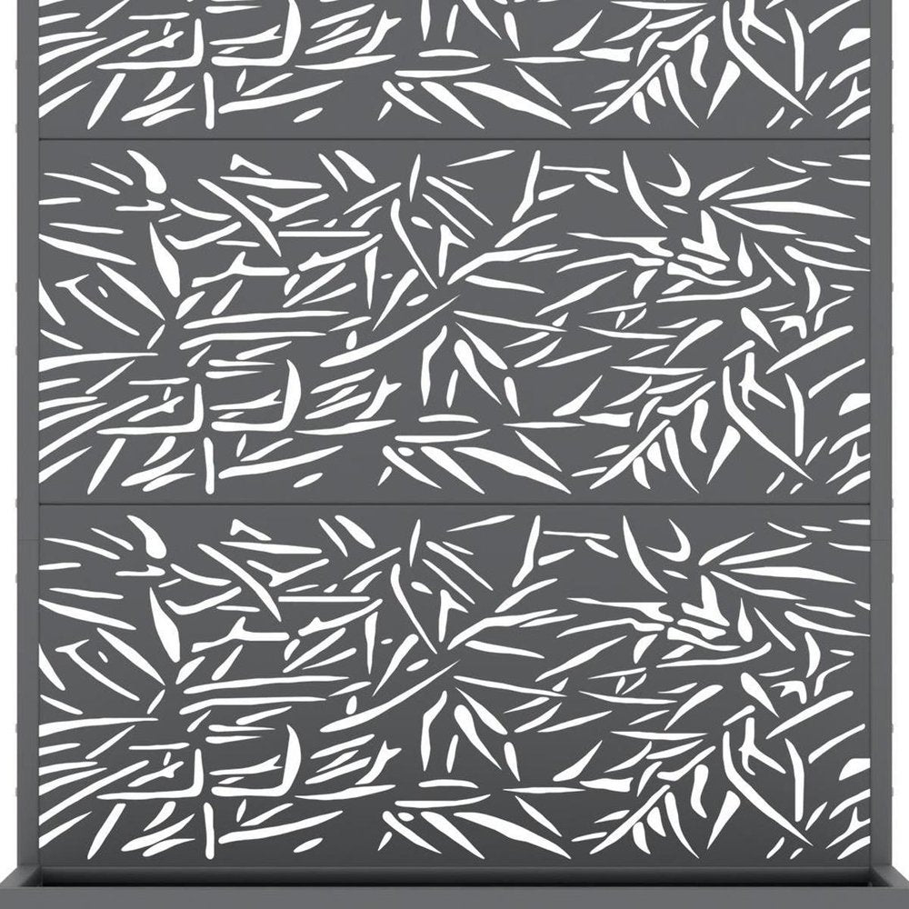 72" Gray Botanical Leaves Metal Outdoor Privacy Screen — view 3