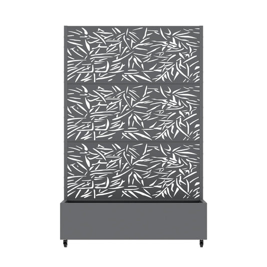 72" Gray Botanical Leaves Metal Outdoor Privacy Screen