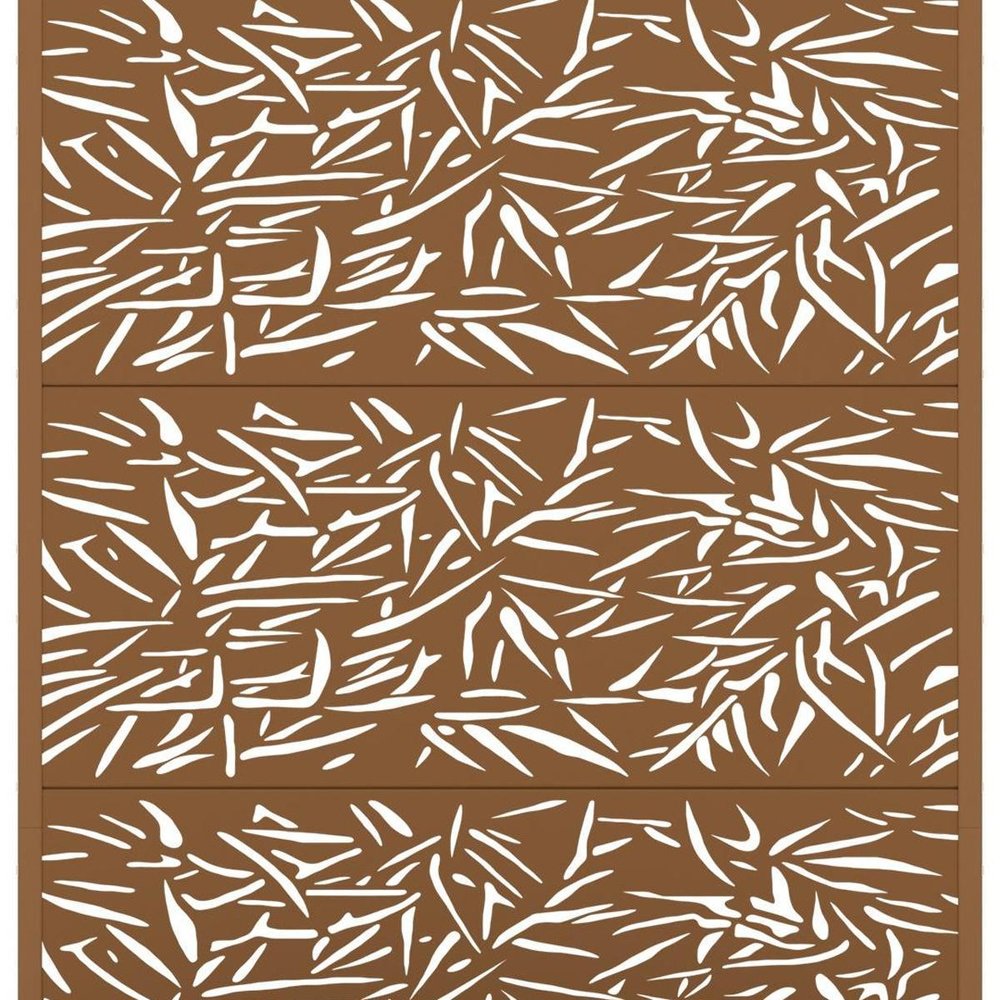 72" Brown Botanical Leaves Metal Outdoor Privacy Screen — view 2