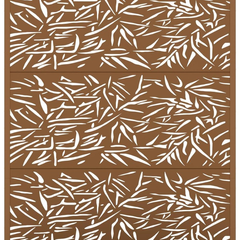 72" Brown Botanical Leaves Metal Outdoor Privacy Screen — view 3
