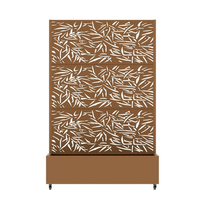 72" Brown Botanical Leaves Metal Outdoor Privacy Screen HomeRoots
