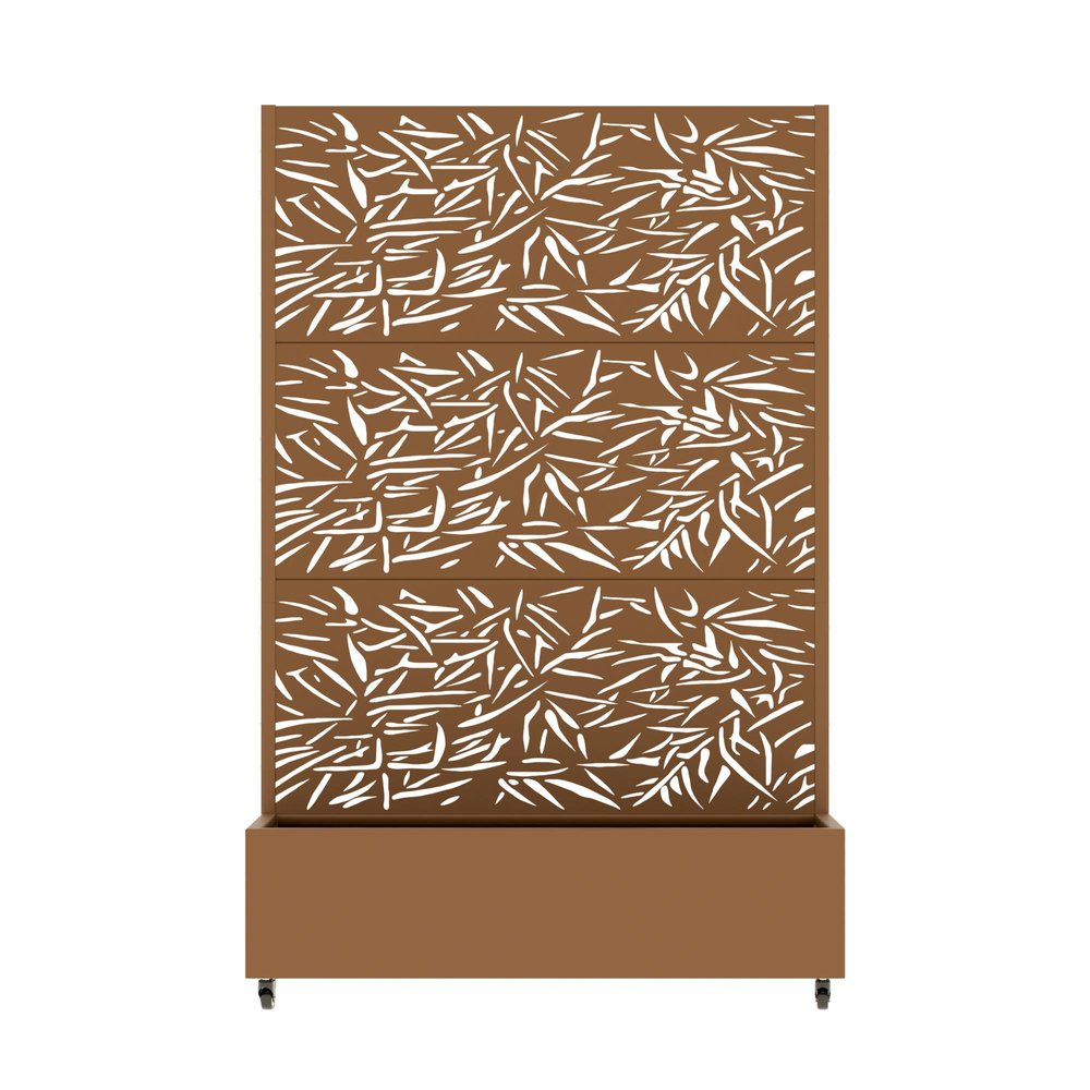 72" Brown Botanical Leaves Metal Outdoor Privacy Screen HomeRoots