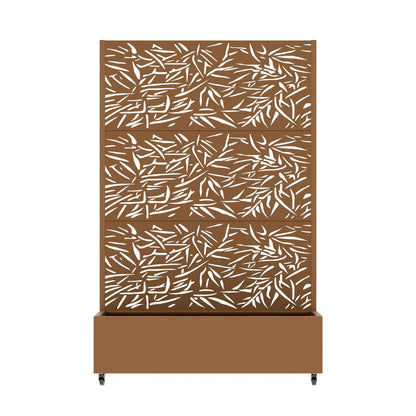 72" Brown Botanical Leaves Metal Outdoor Privacy Screen HomeRoots