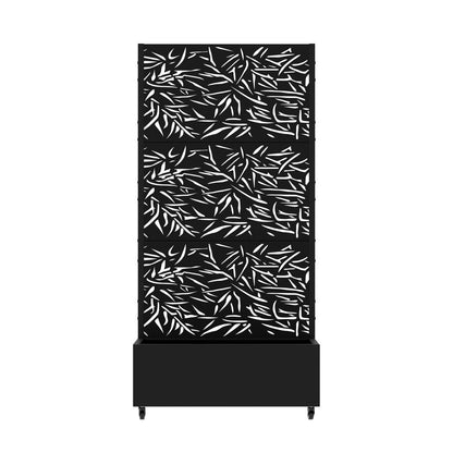 72" Black Botanical Leaves Metal Outdoor Privacy Screen HomeRoots