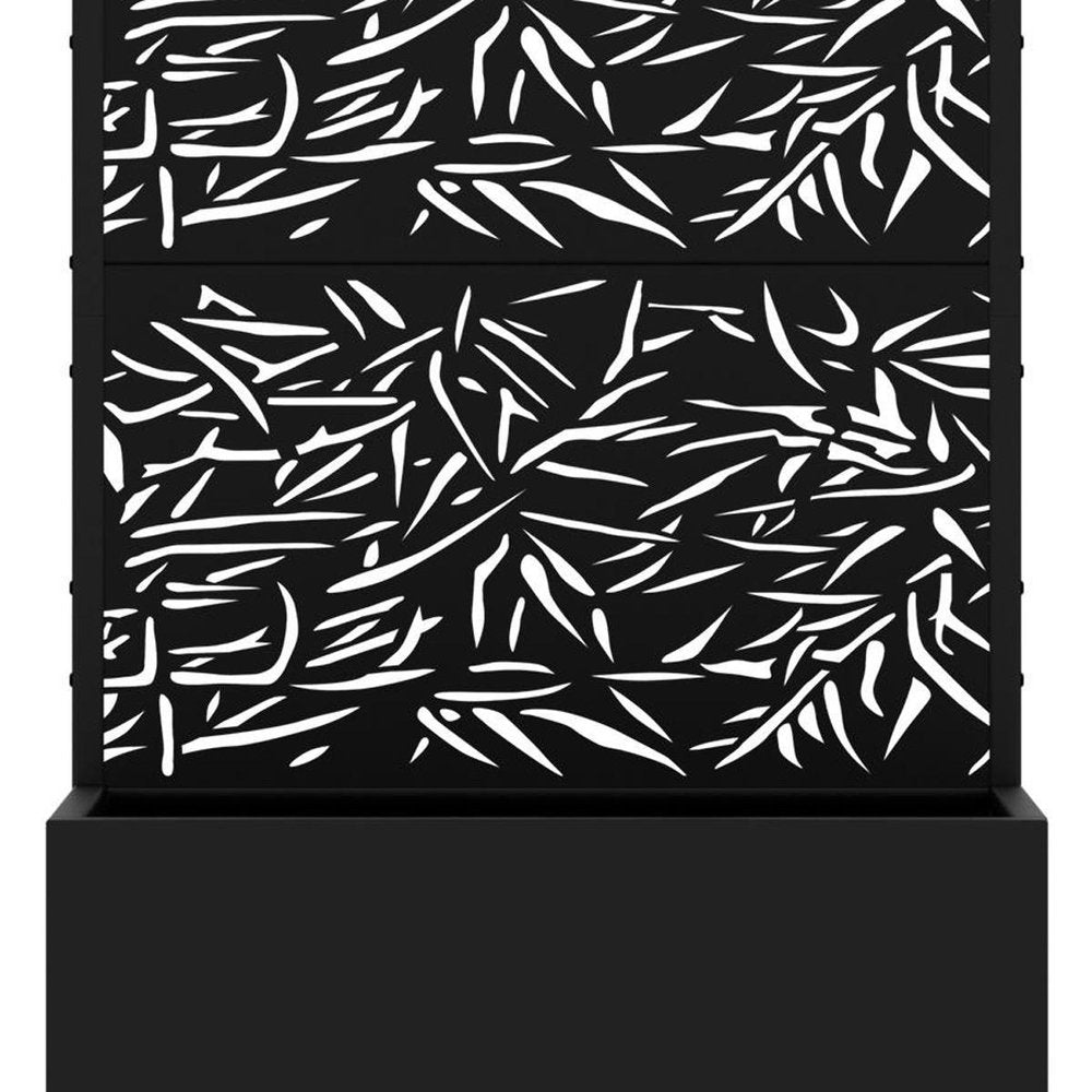 72" Black Botanical Leaves Metal Outdoor Privacy Screen HomeRoots