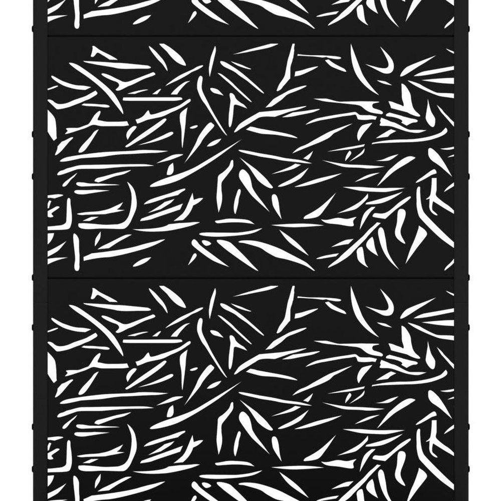 72" Black Botanical Leaves Metal Outdoor Privacy Screen — view 4