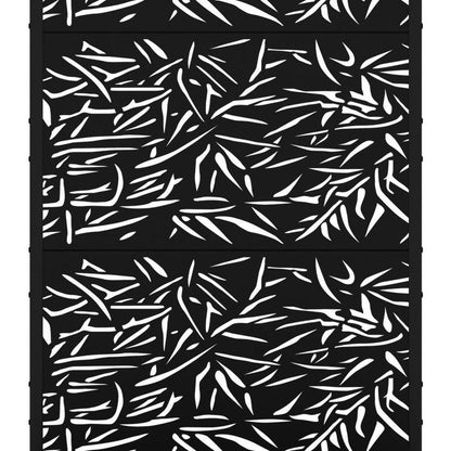 72" Black Botanical Leaves Metal Outdoor Privacy Screen HomeRoots
