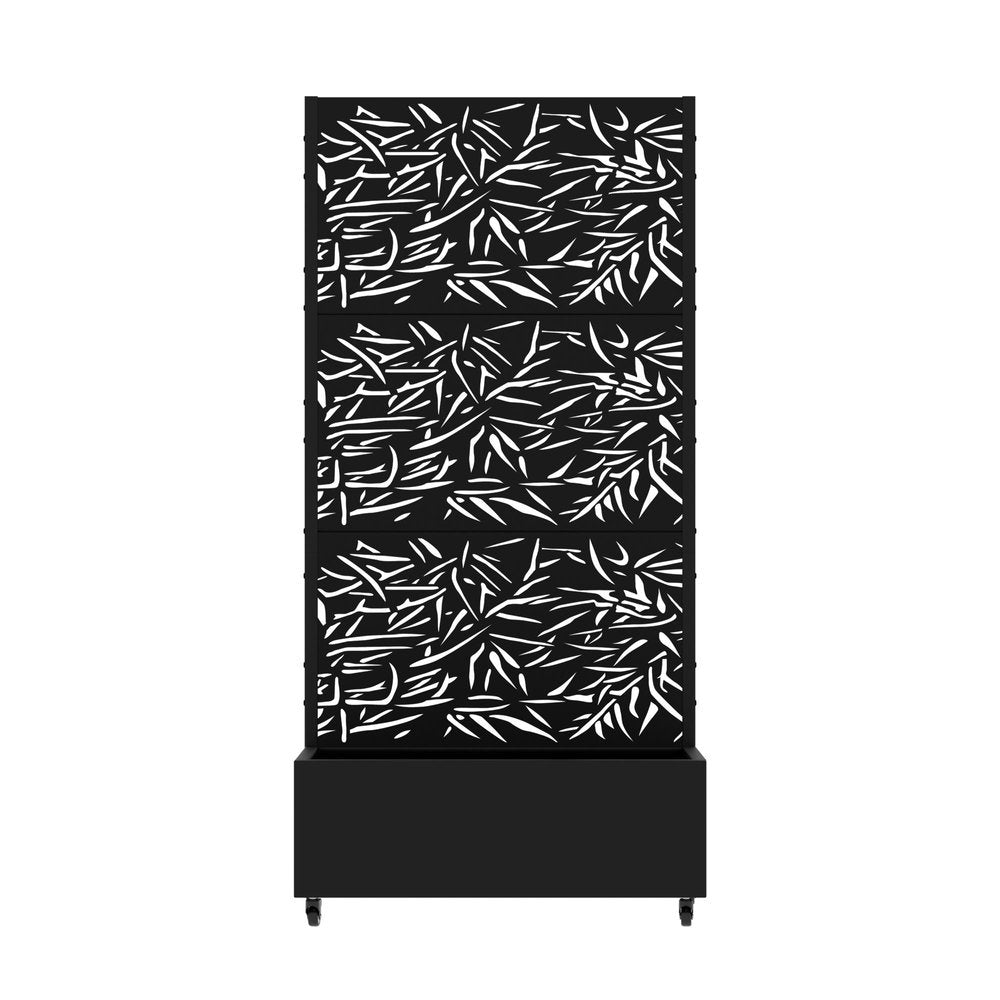 72" Black Botanical Leaves Metal Outdoor Privacy Screen HomeRoots