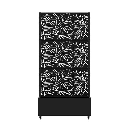 72" Black Botanical Leaves Metal Outdoor Privacy Screen HomeRoots