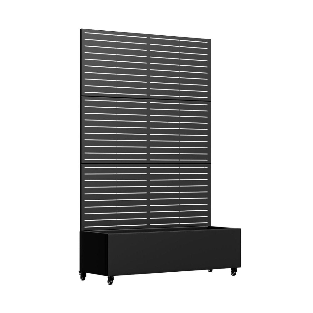 72" Black Striped Metal Outdoor Privacy Screen HomeRoots