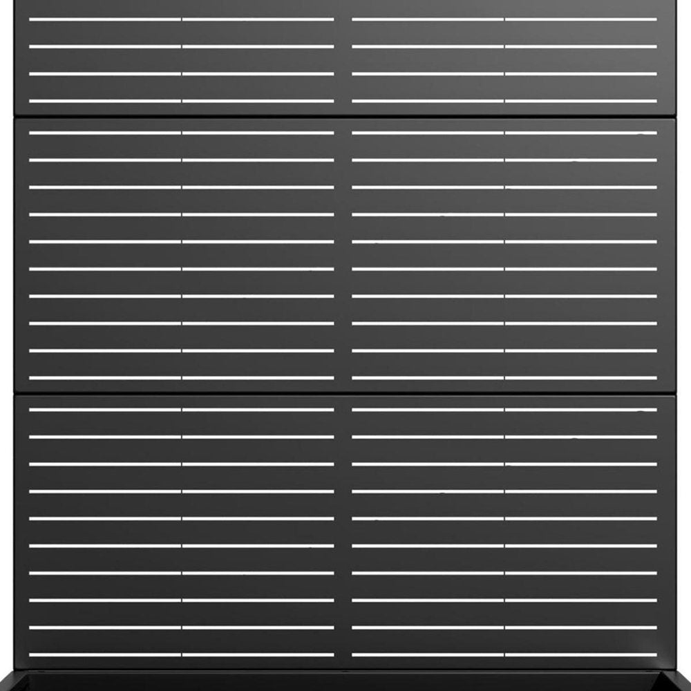 72" Black Striped Metal Outdoor Privacy Screen — view 4