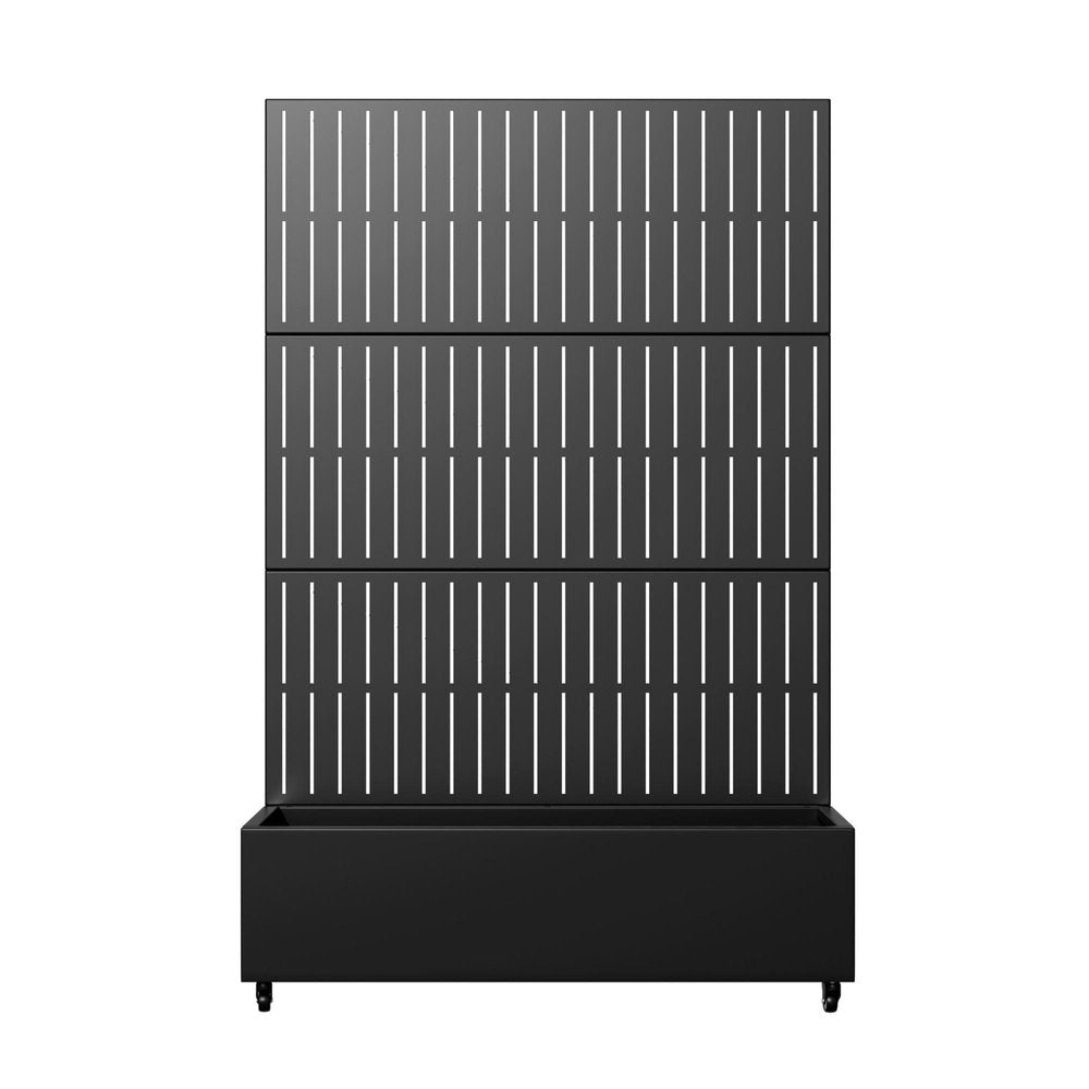 72" Black Striped Metal Outdoor Privacy Screen HomeRoots