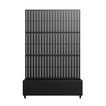 72" Black Striped Metal Outdoor Privacy Screen HomeRoots