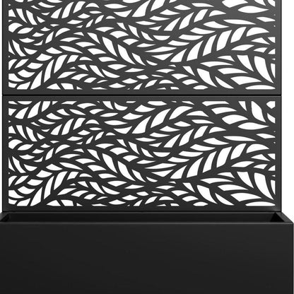 72" Black Botanical Leaves Metal Outdoor Privacy Screen HomeRoots