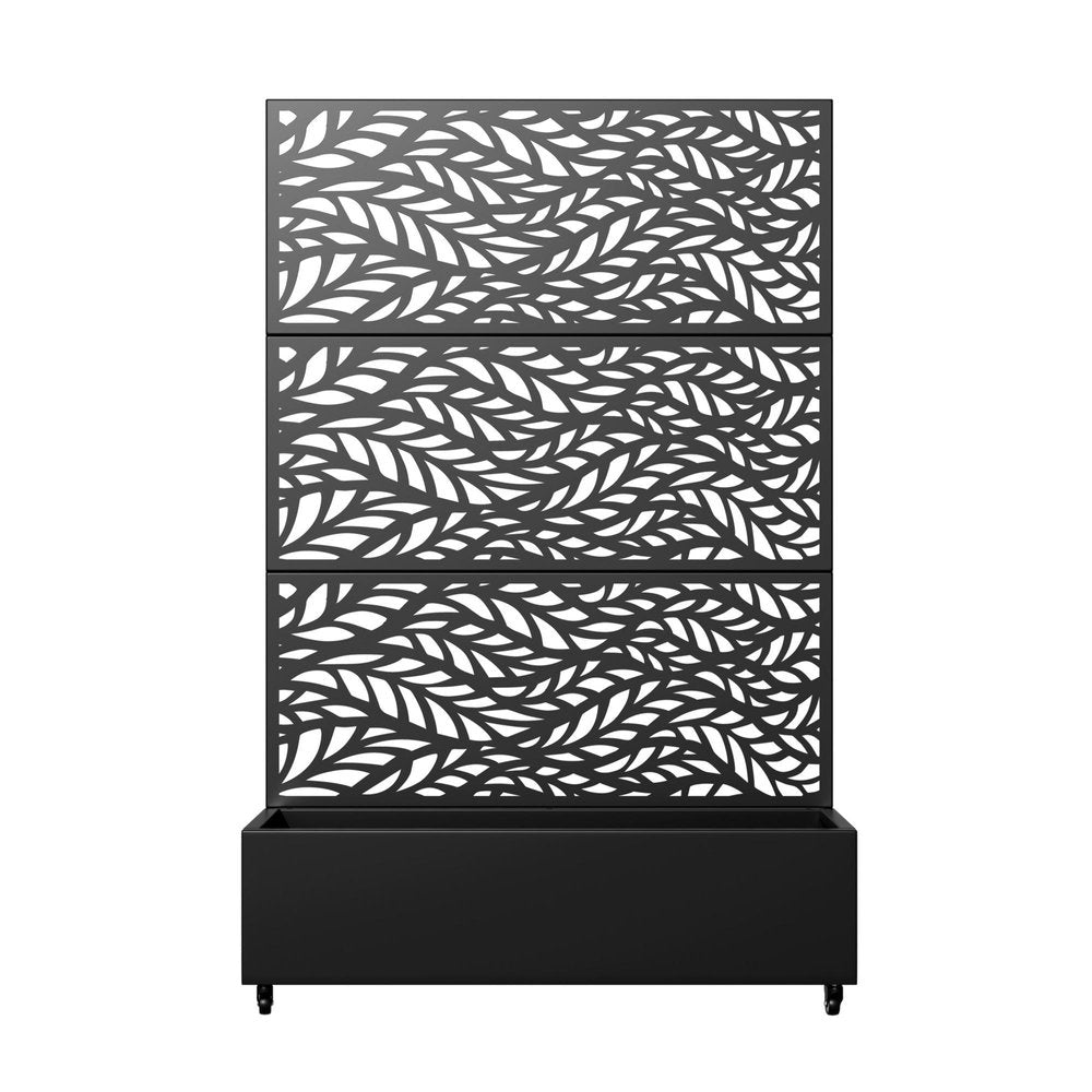 72" Black Botanical Leaves Metal Outdoor Privacy Screen HomeRoots