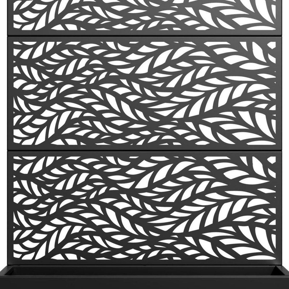 72" Black Botanical Leaves Metal Outdoor Privacy Screen HomeRoots