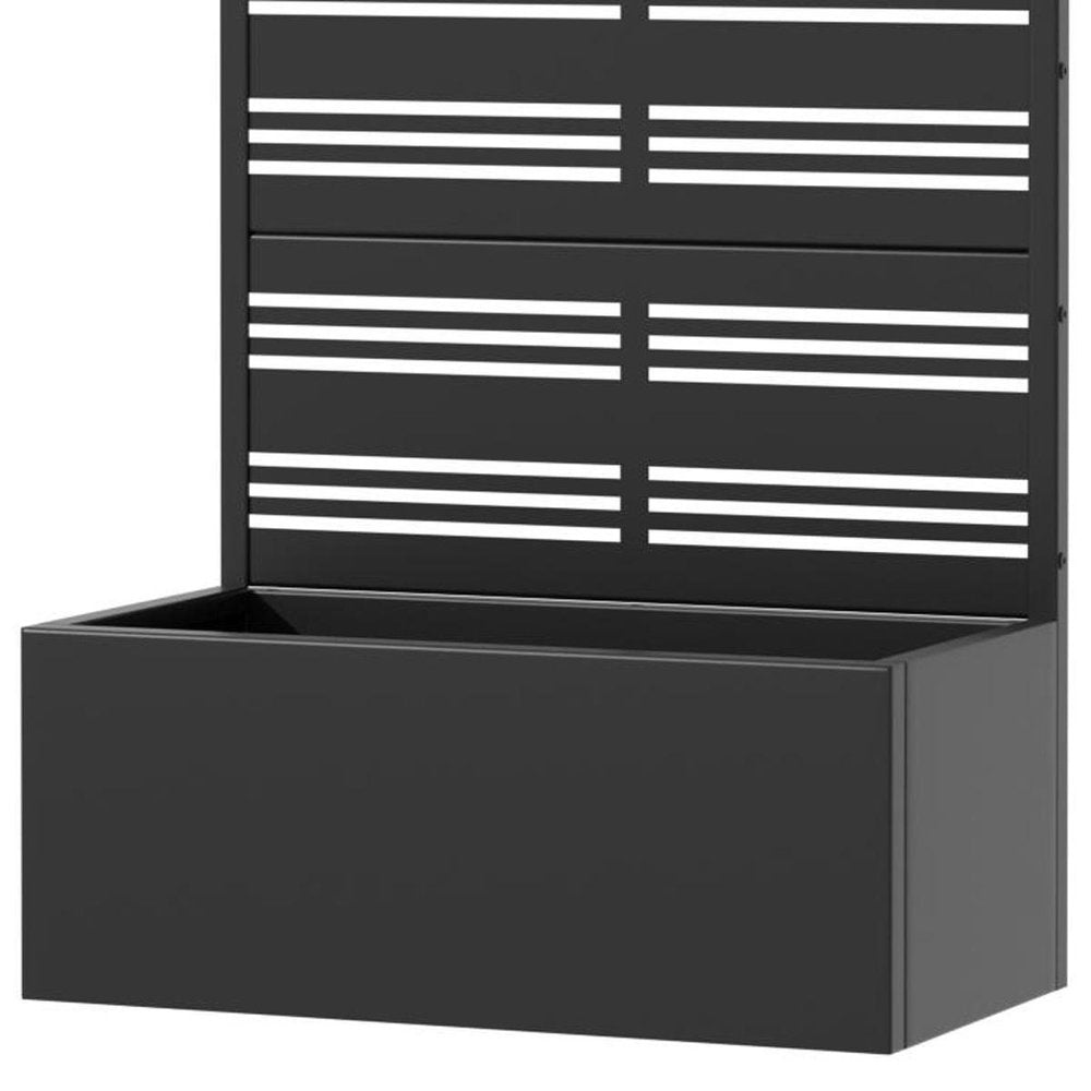 Set Of Two Black Abstract Geometric Metal Four Panel Outdoor Privacy Screen HomeRoots