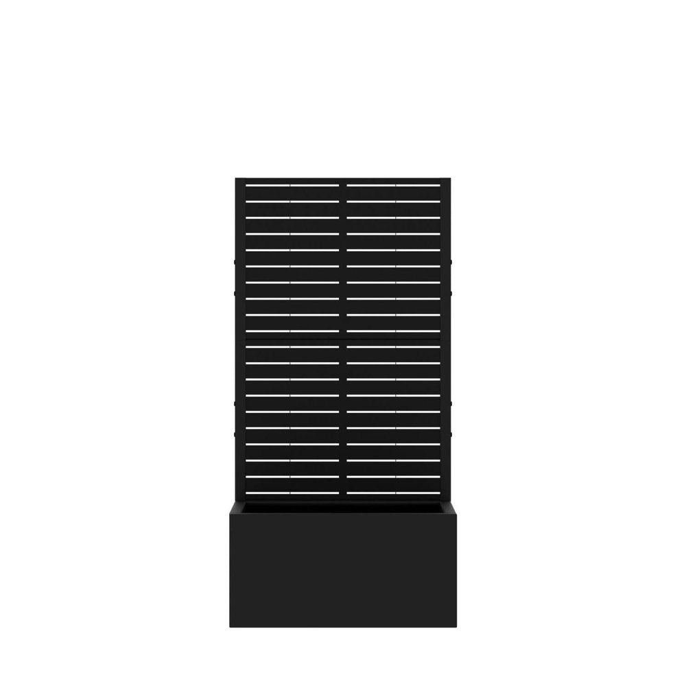 47" Black Geometric Steel Two Panel Outdoor Privacy Screen — view 3