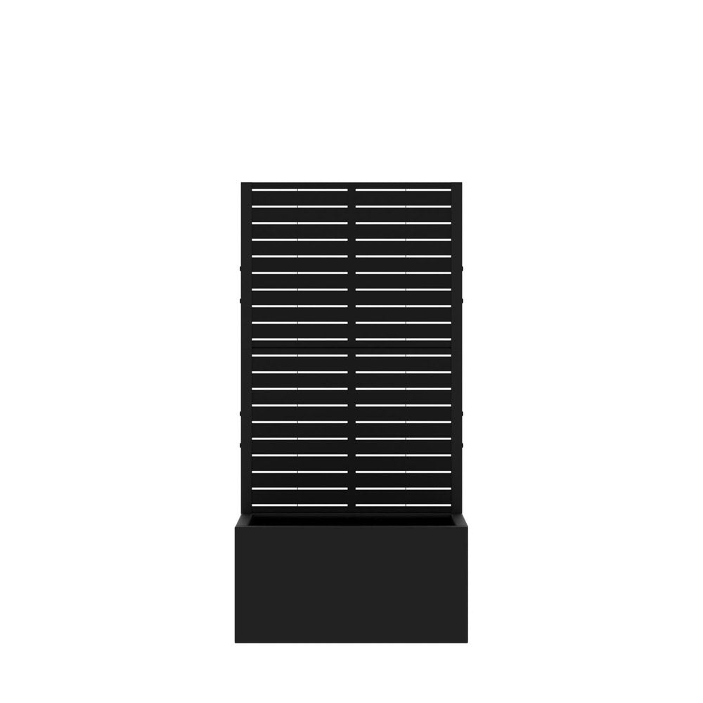 47" Black Geometric Steel Two Panel Outdoor Privacy Screen HomeRoots