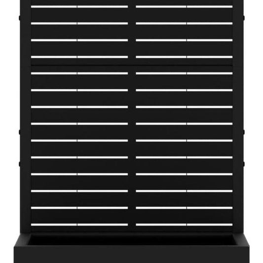 47" Black Geometric Steel Two Panel Outdoor Privacy Screen