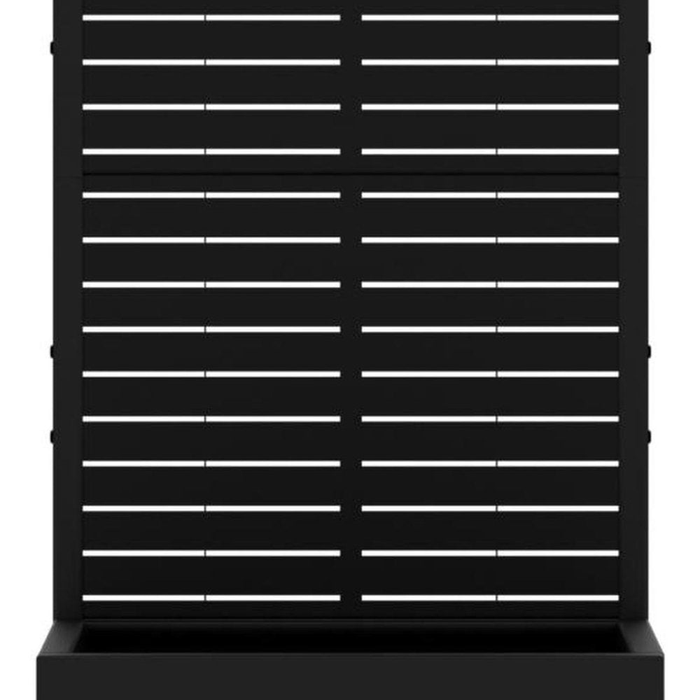 47" Black Geometric Steel Two Panel Outdoor Privacy Screen — view 2