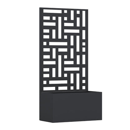 47" Black Geometric Steel Two Panel Outdoor Privacy Screen HomeRoots