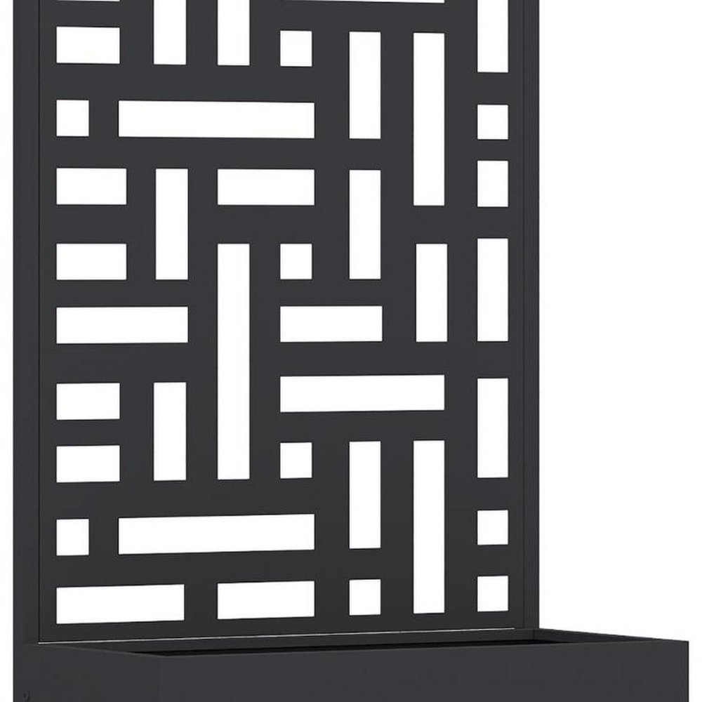 47" Black Geometric Steel Two Panel Outdoor Privacy Screen HomeRoots