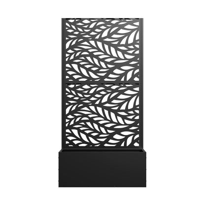 59" Black Geometric Steel Two Panel Outdoor Privacy Screen HomeRoots