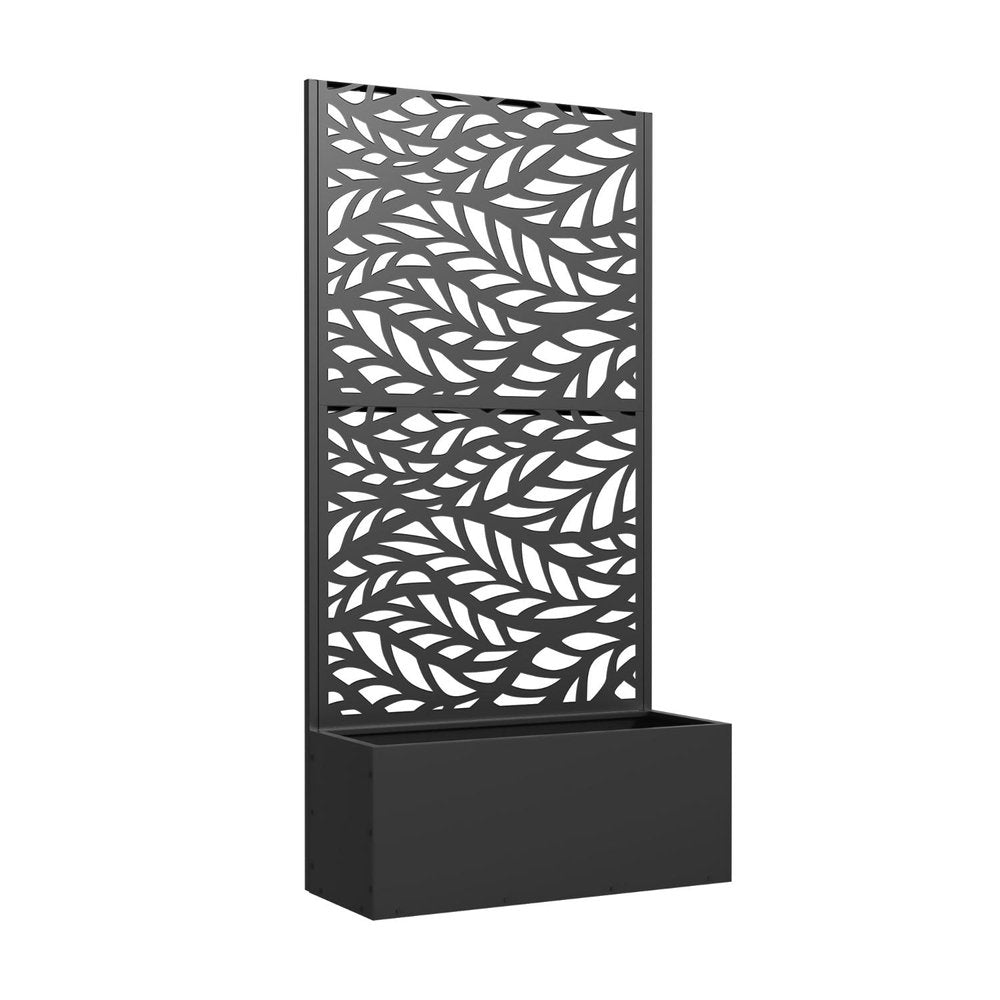 59" Black Geometric Steel Two Panel Outdoor Privacy Screen — view 2