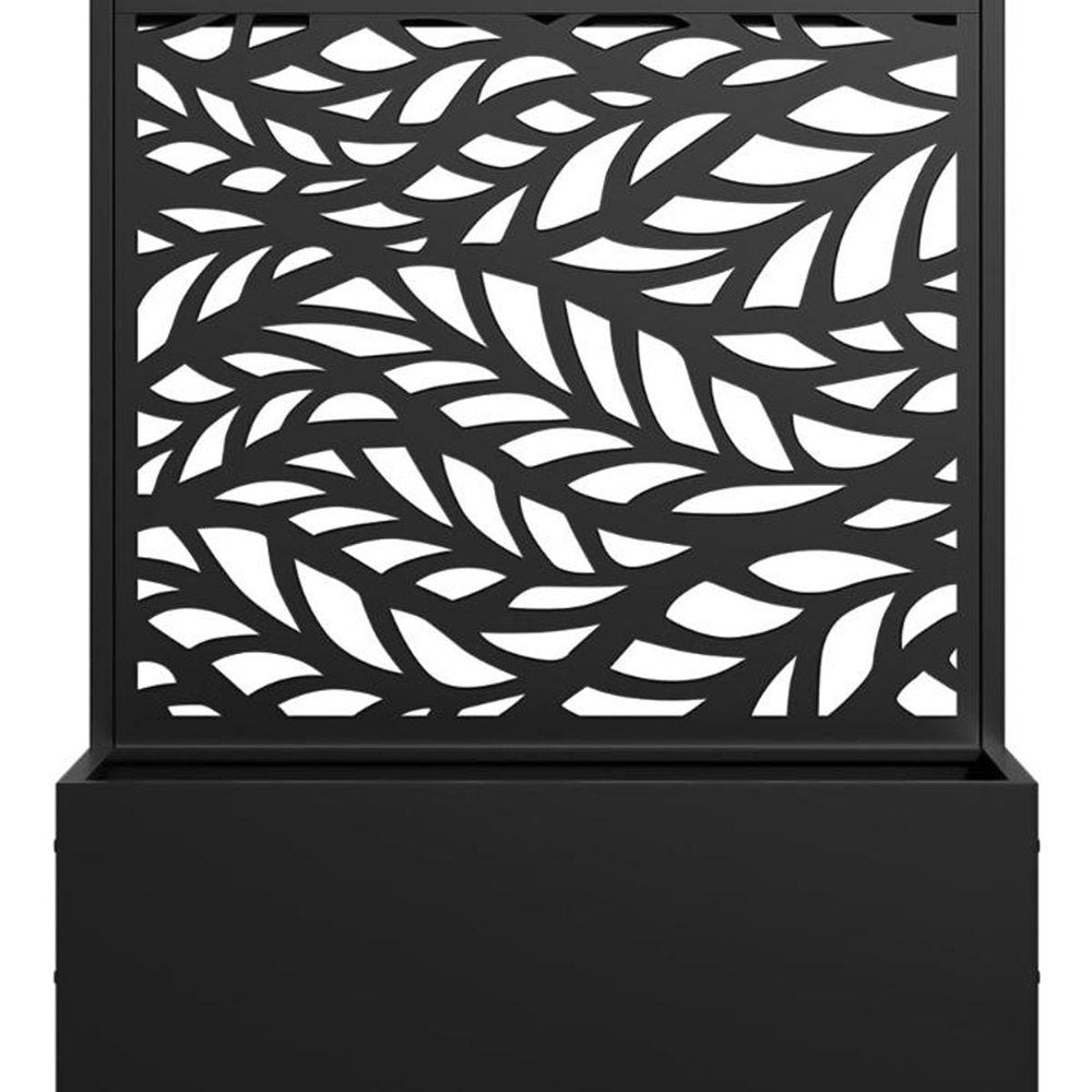 59" Black Geometric Steel Two Panel Outdoor Privacy Screen