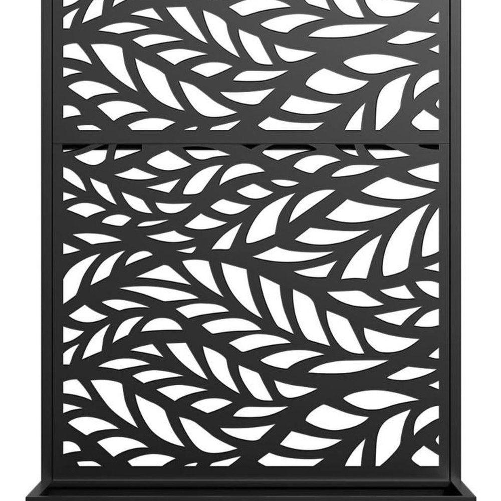 59" Black Geometric Steel Two Panel Outdoor Privacy Screen HomeRoots