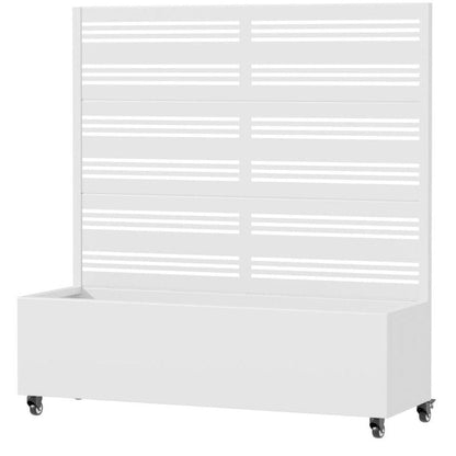 47" White Geometric Steel Three Panel Outdoor Privacy Screen HomeRoots