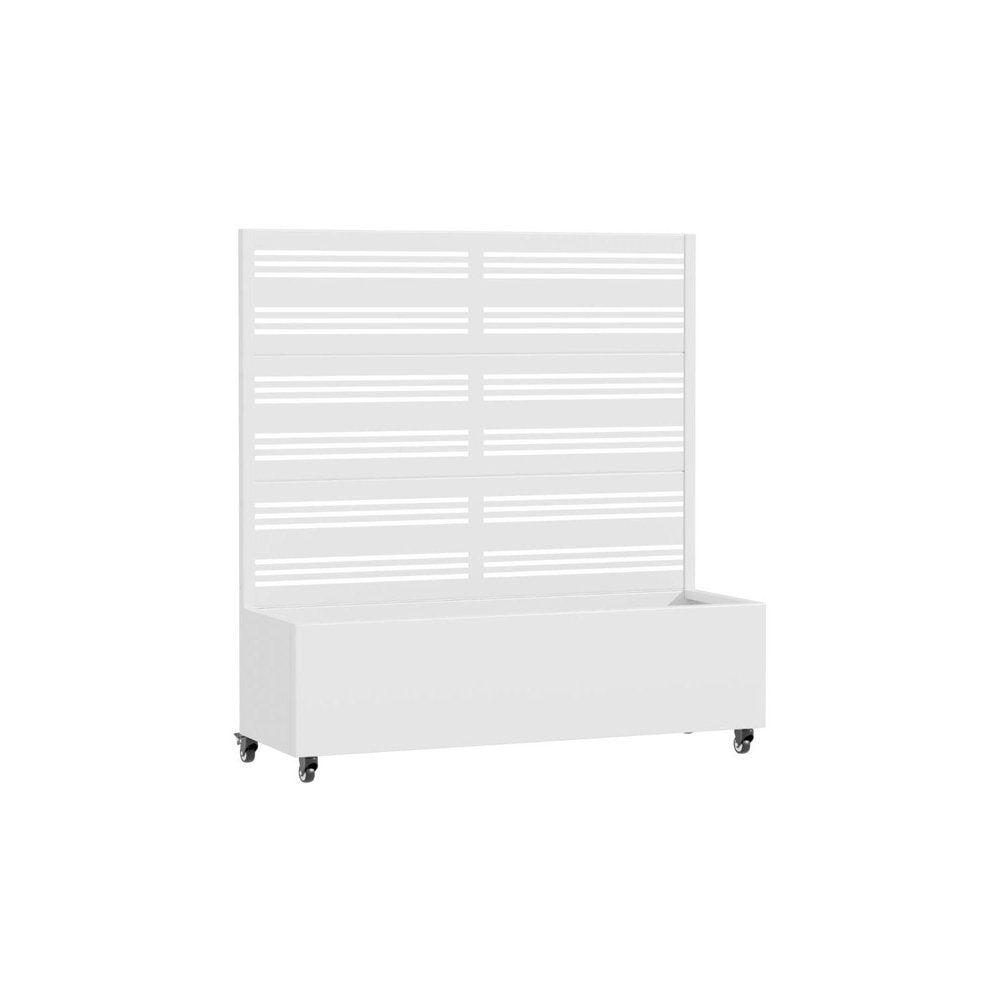 47" White Geometric Steel Three Panel Outdoor Privacy Screen — view 4