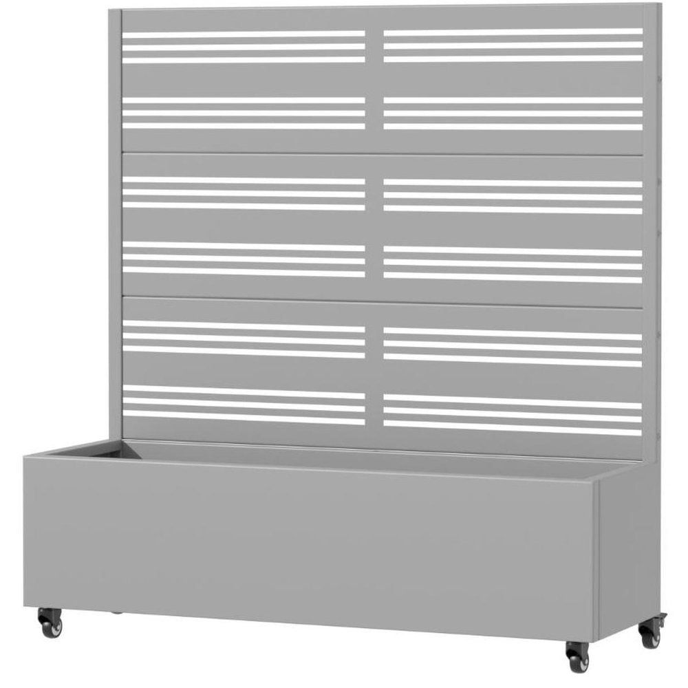 47" Gray Geometric Steel Three Panel Outdoor Privacy Screen — view 3