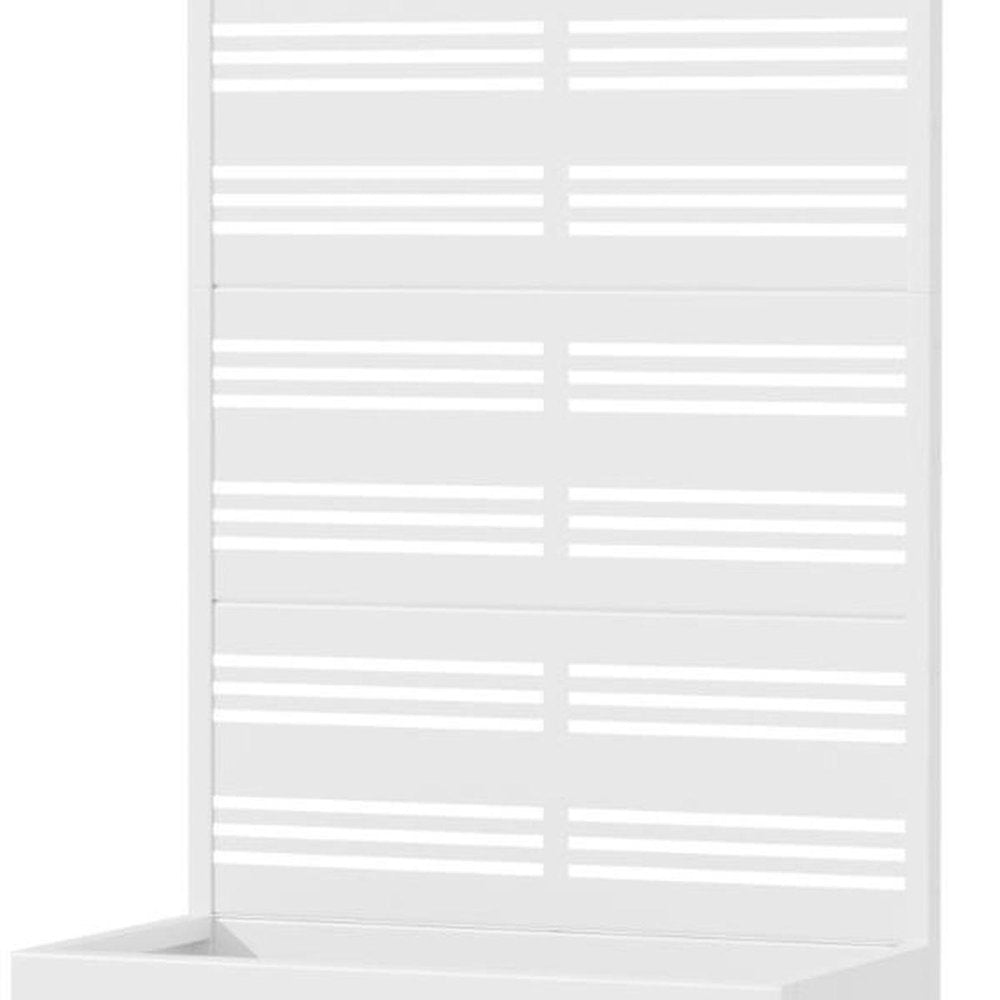 59" White Geometric Steel Four Panel Outdoor Privacy Screen — view 3